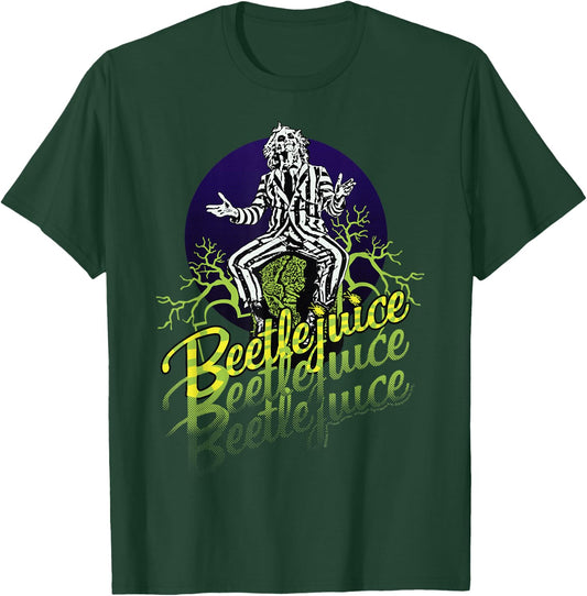 Beetlejuice Three Times Text Portrait T-Shirt - T-Shirt | Forest