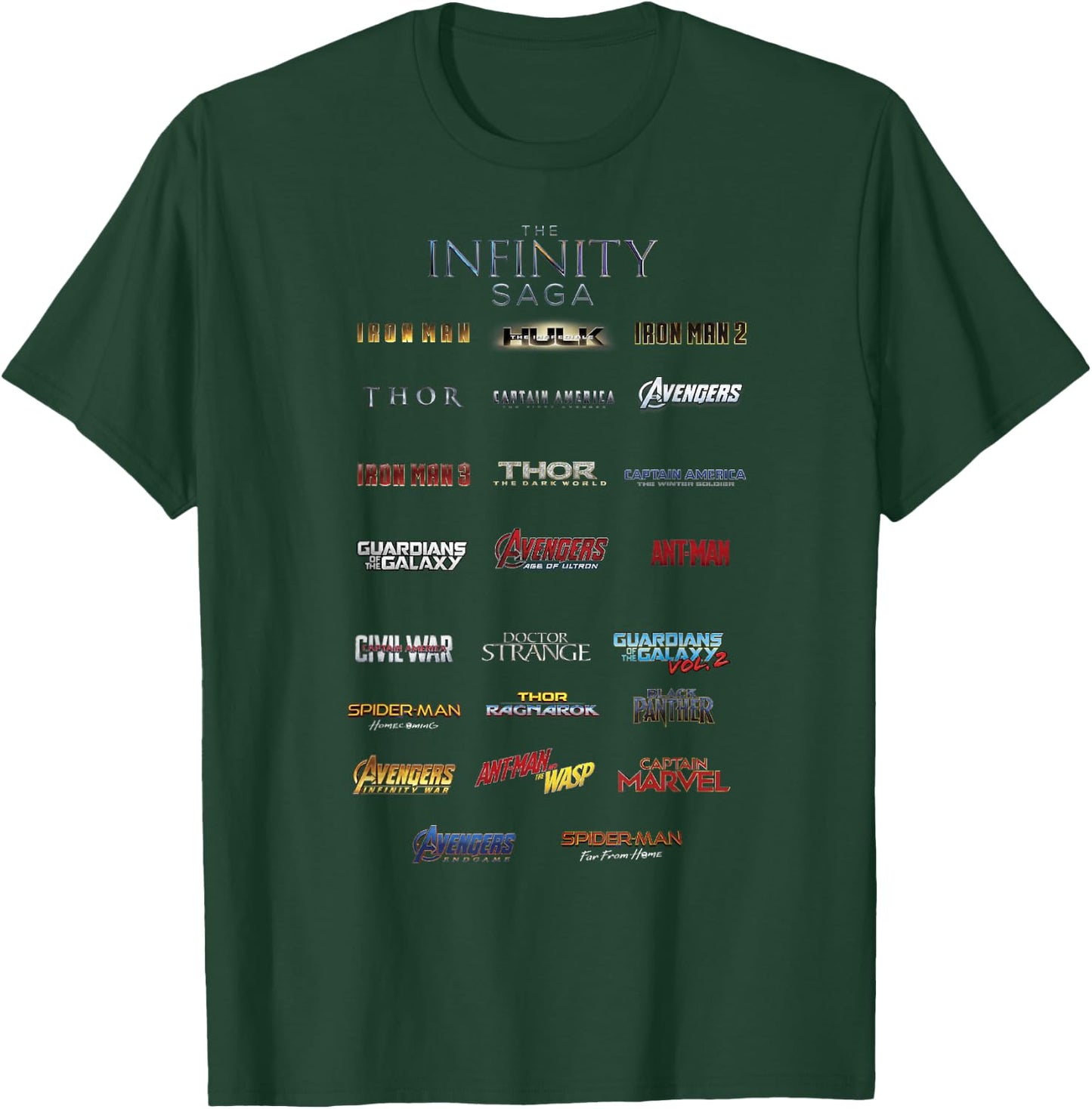 Marvel The Infinity Saga Film Logo Stack T-Shirt - T-Shirt | Forest