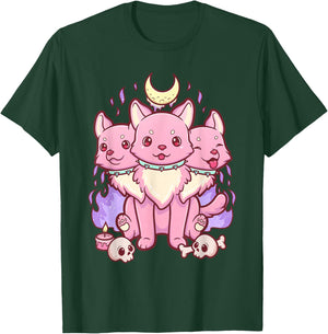 Kawaii Pastel Goth Cute Scary 3 Headed Dog T-Shirt - T-Shirt | Forest