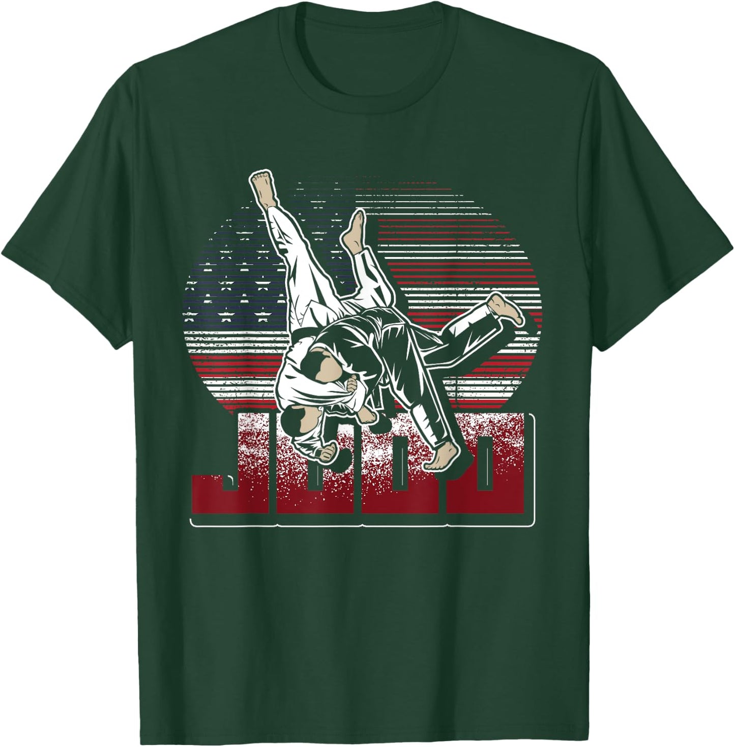 Martial Artist Gift Patriotic American Judoka USA Flag Judo Women Kids Men T-Shirt - T-Shirt | Forest