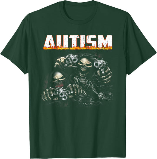 Funny Autism Skeleton Meme Halloween Costume Spooky Season T-Shirt - T-Shirt | Forest