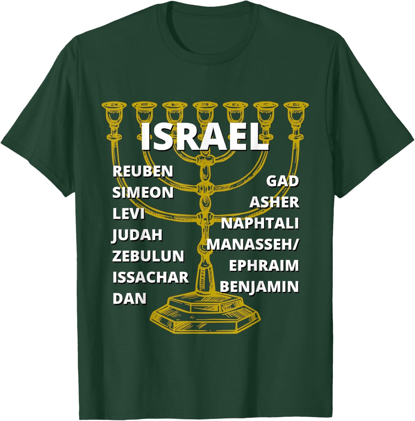 Tribes of Israel Menorah T-Shirt - T-Shirt | Forest