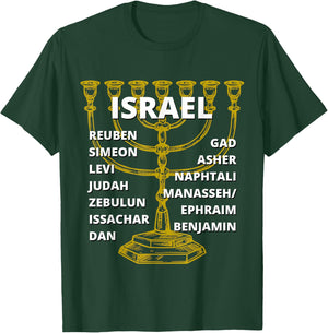 Tribes of Israel Menorah T-Shirt - T-Shirt | Forest