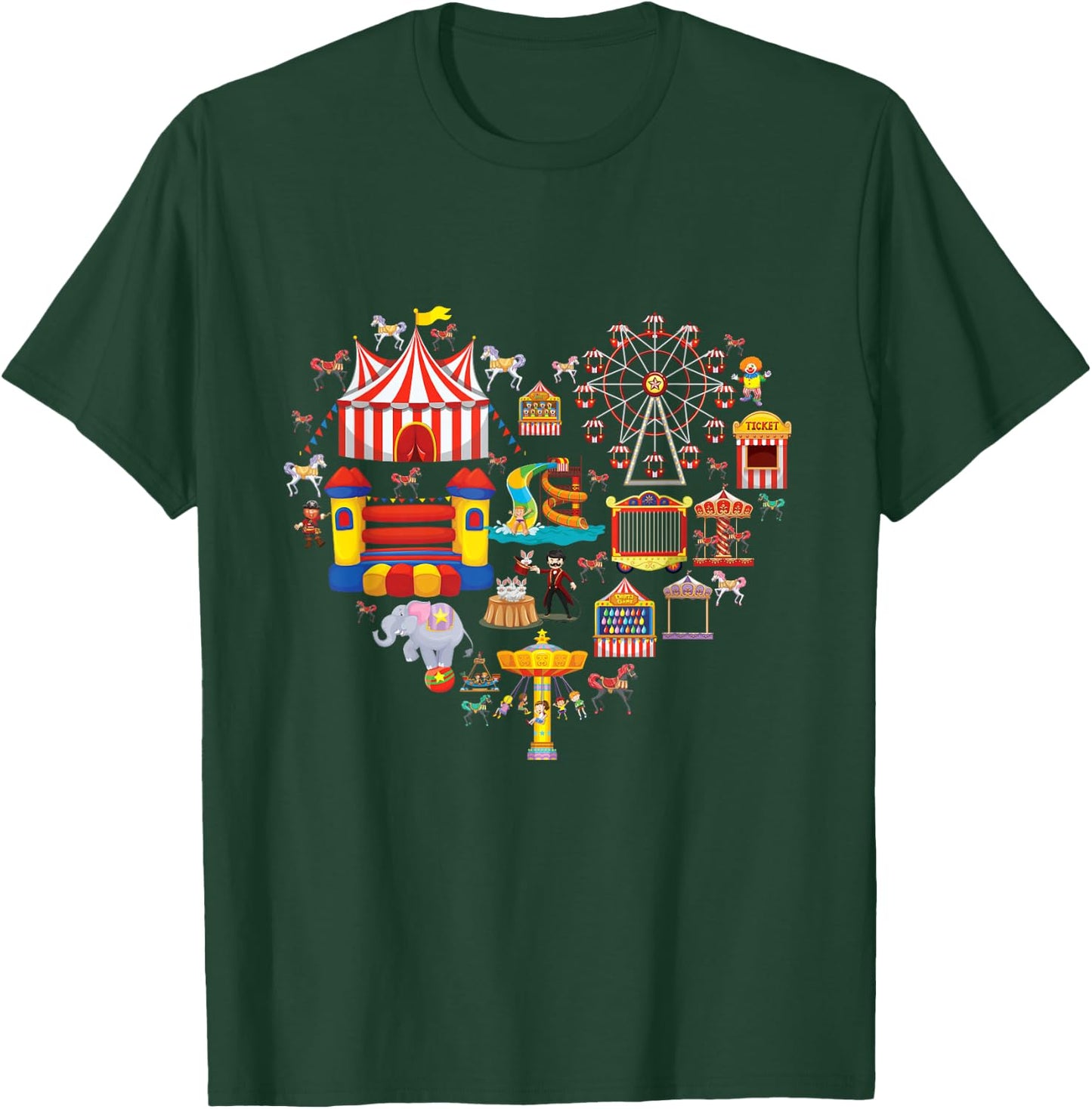 Circus Love Heart Ringmaster Party Circus Men Women Kids boy Small T-Shirt - T-Shirt | Forest