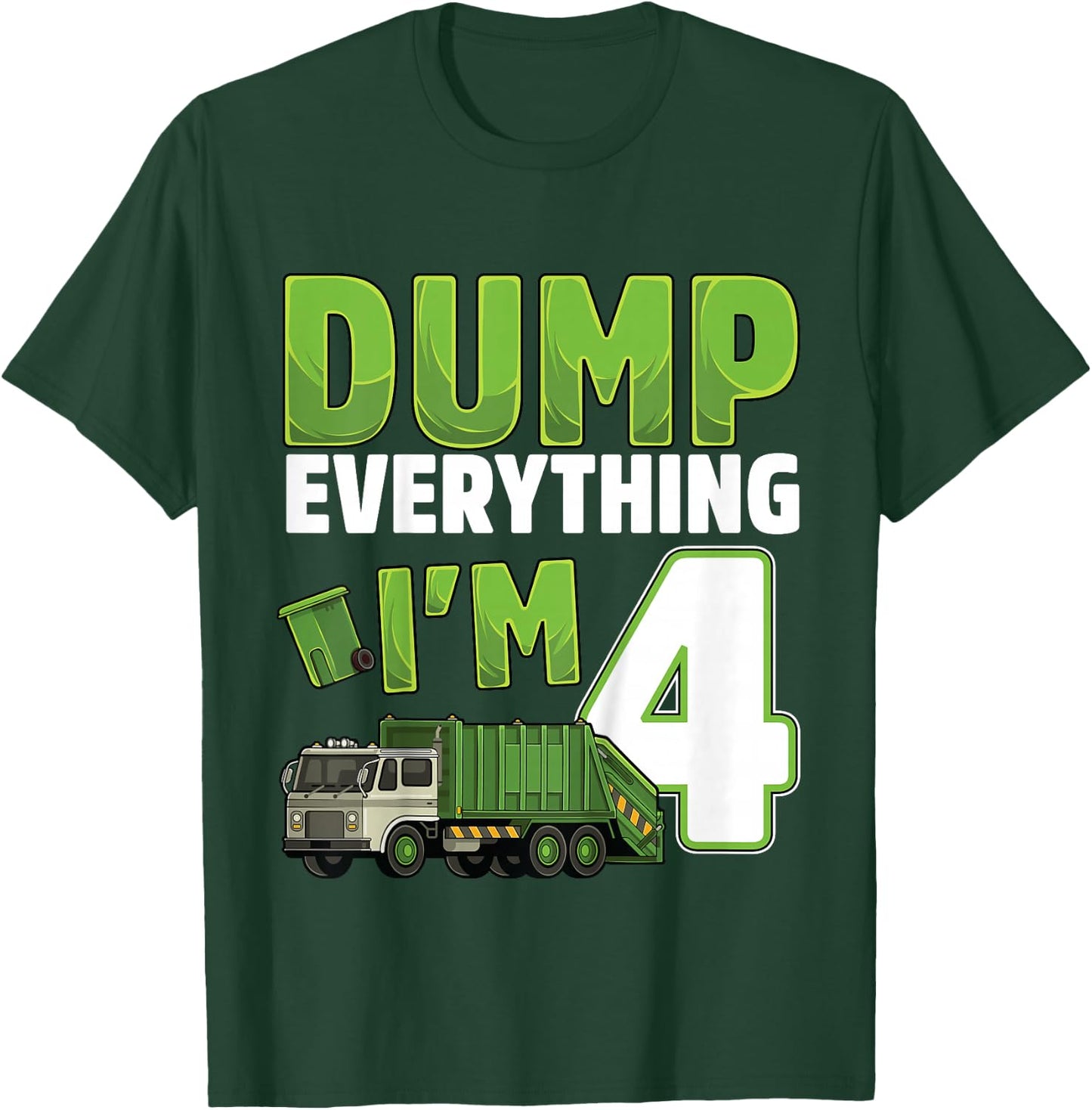 Kids Recycling Trash 4 Year Old Garbage Truck 4th Birthday Boy T-Shirt - T-Shirt | Forest