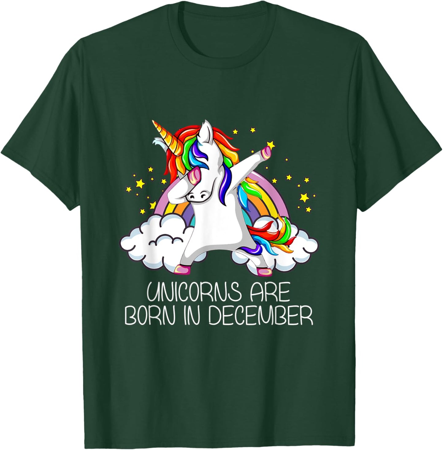 Dabbing Unicorn Girl Party Gift Unicorns Born in December T-Shirt - T-Shirt | Forest