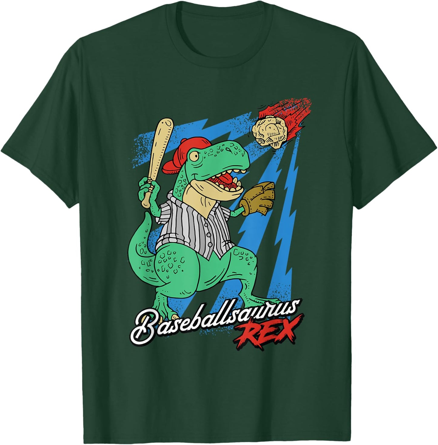 Baseballsaurus T-Rex Dinosaur Baseball Player Dino Sports T-Shirt - T-Shirt | Forest