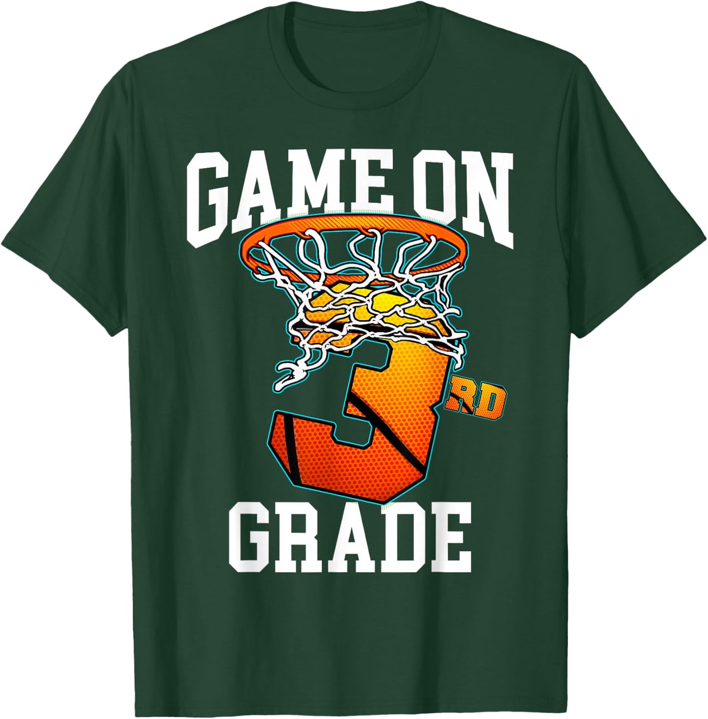Game On 3rd Grade Basketball Back to School Student Boys Kid T-Shirt - T-Shirt | Forest
