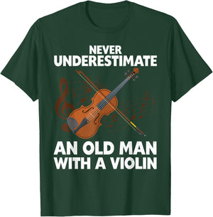 Funny Violin Art Grandpa Violin Lover Violin Player T-Shirt - T-Shirt | Forest