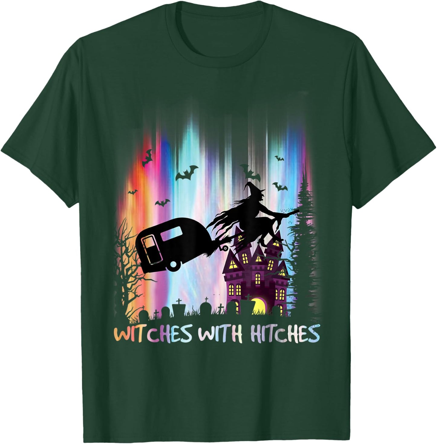 Witches With Hitches Funny Halloween Camping T-Shirt - T-Shirt | Forest