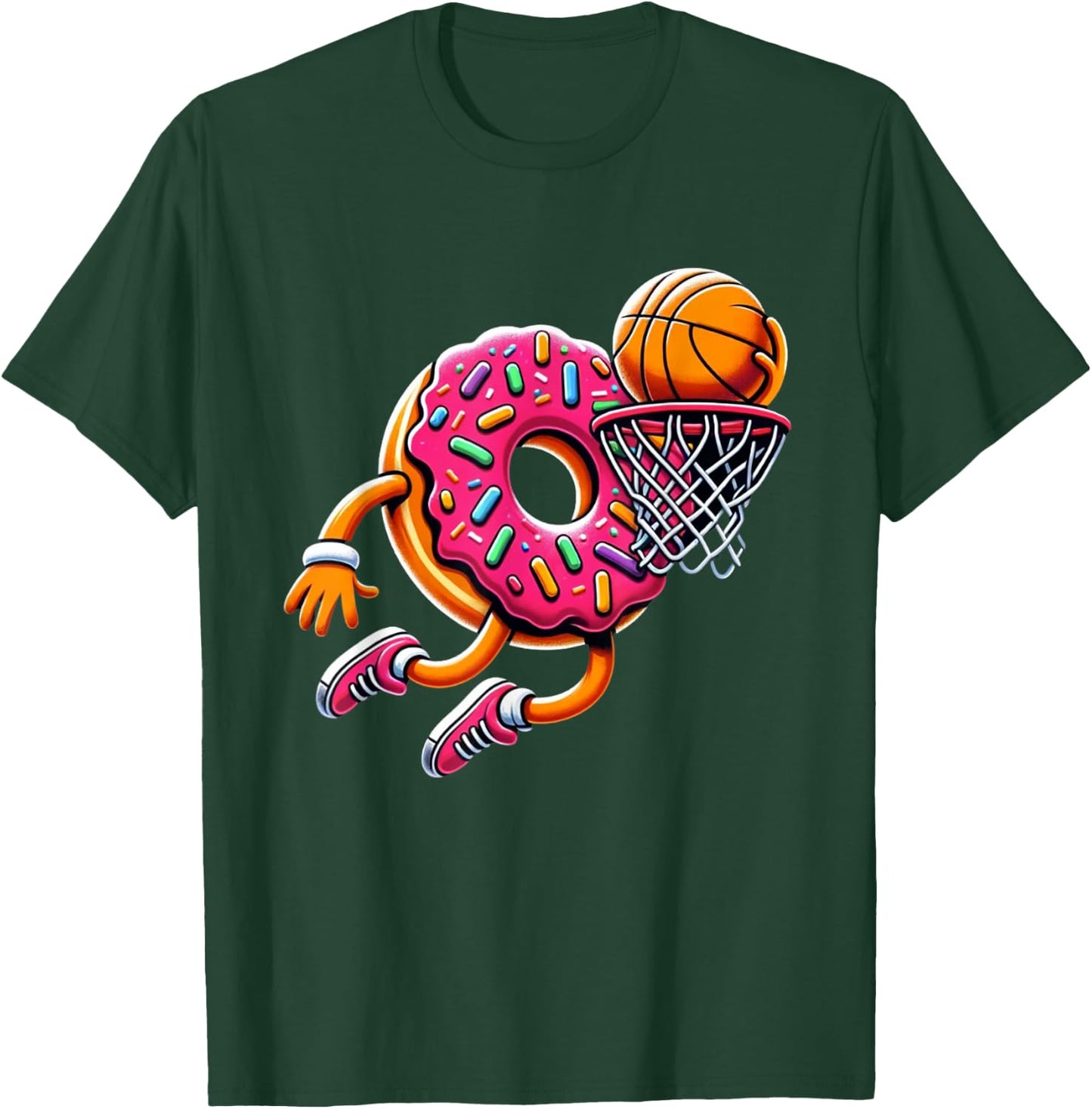 Funny Donut Dunking Basketball Food Champ Sports Donut T-Shirt - T-Shirt | Forest