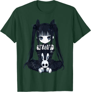 Anime Girl Goth Bunny Grunge Gothic Cute E-Girl Outfit T-Shirt - T-Shirt | Forest