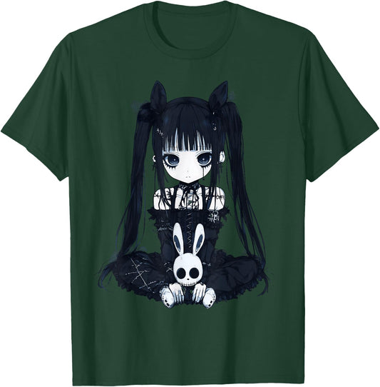 Anime Girl Goth Bunny Grunge Gothic Cute E-Girl Outfit T-Shirt - T-Shirt | Forest