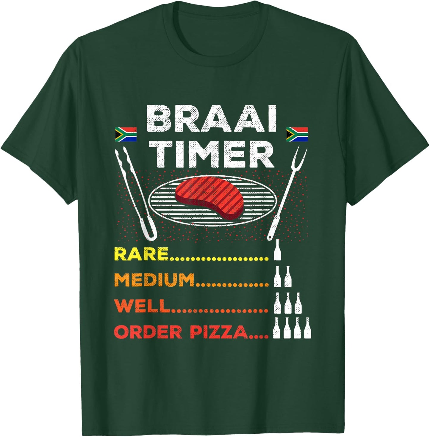 Braai Timer African BBQ Funny Family South Africa Flag T-Shirt - T-Shirt | Forest