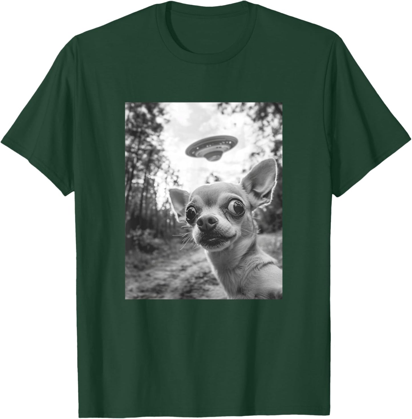 Chihuahua UFO Meme - Funny Chihuahua Selfie with UFO T-Shirt - T-Shirt | Forest