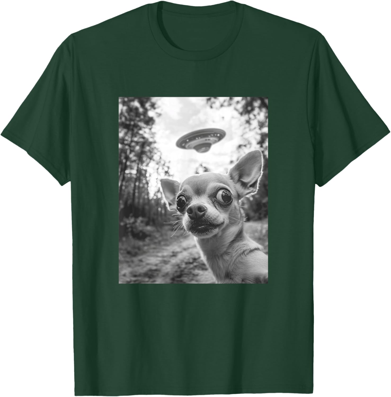 Chihuahua UFO Meme - Funny Chihuahua Selfie with UFO T-Shirt - T-Shirt | Forest