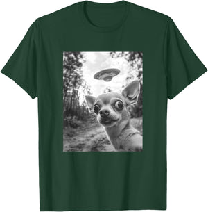 Chihuahua UFO Meme - Funny Chihuahua Selfie with UFO T-Shirt - T-Shirt | Forest