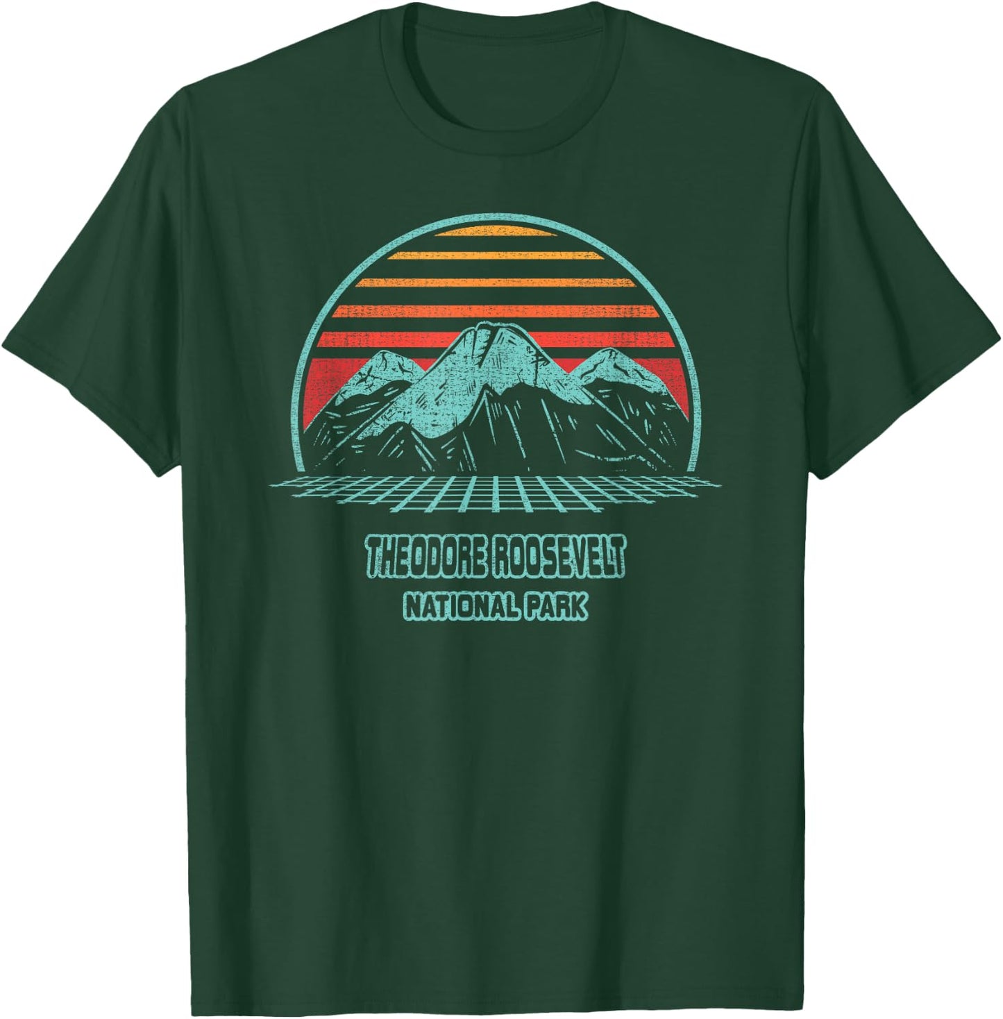 Theodore Roosevelt National Park Retro Hiking Vintage 80s T-Shirt - T-Shirt | Forest
