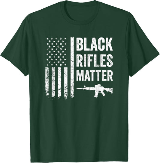 Black Rifles Matter - Funny Pro Gun Rights American Flag T-Shirt - T-Shirt | Forest