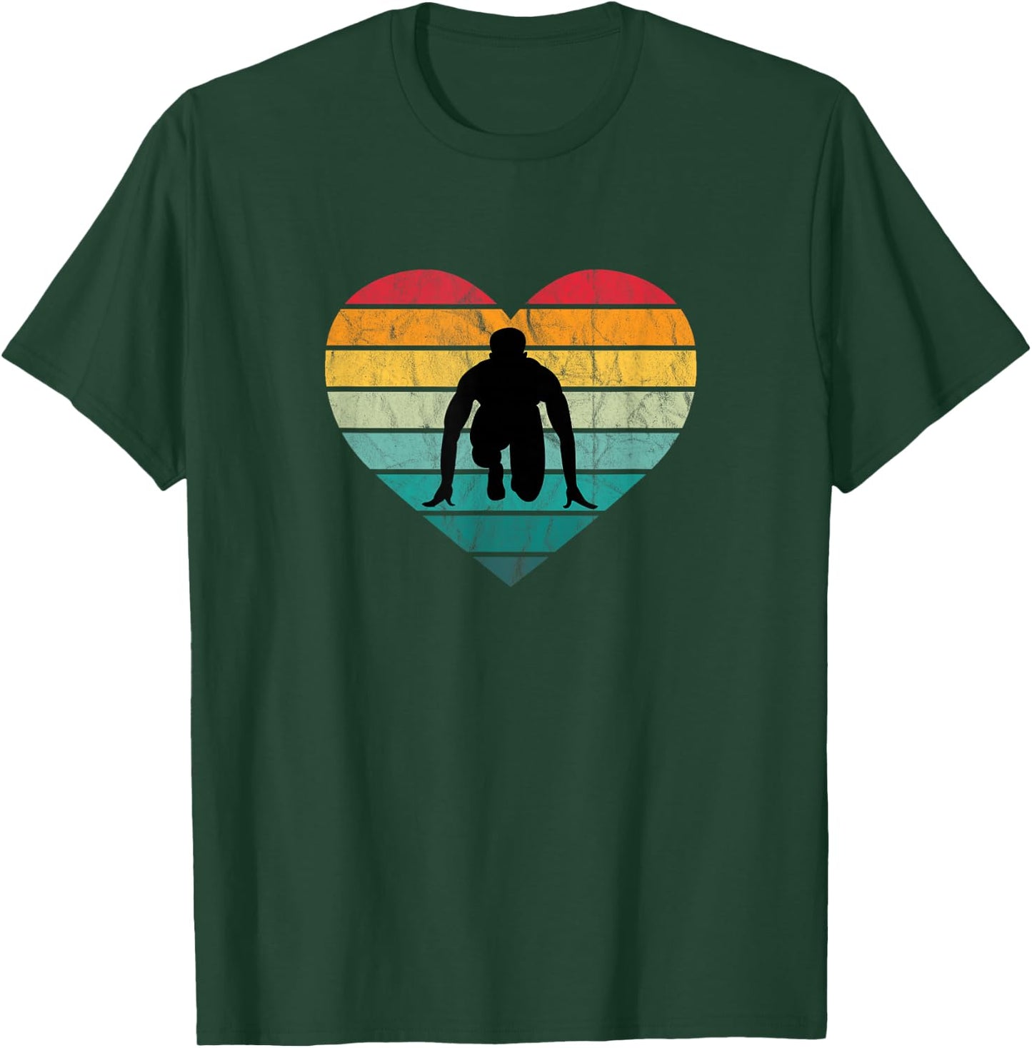 Sprinter in Start Block Sport Race I Love Athletics T-Shirt - T-Shirt | Forest