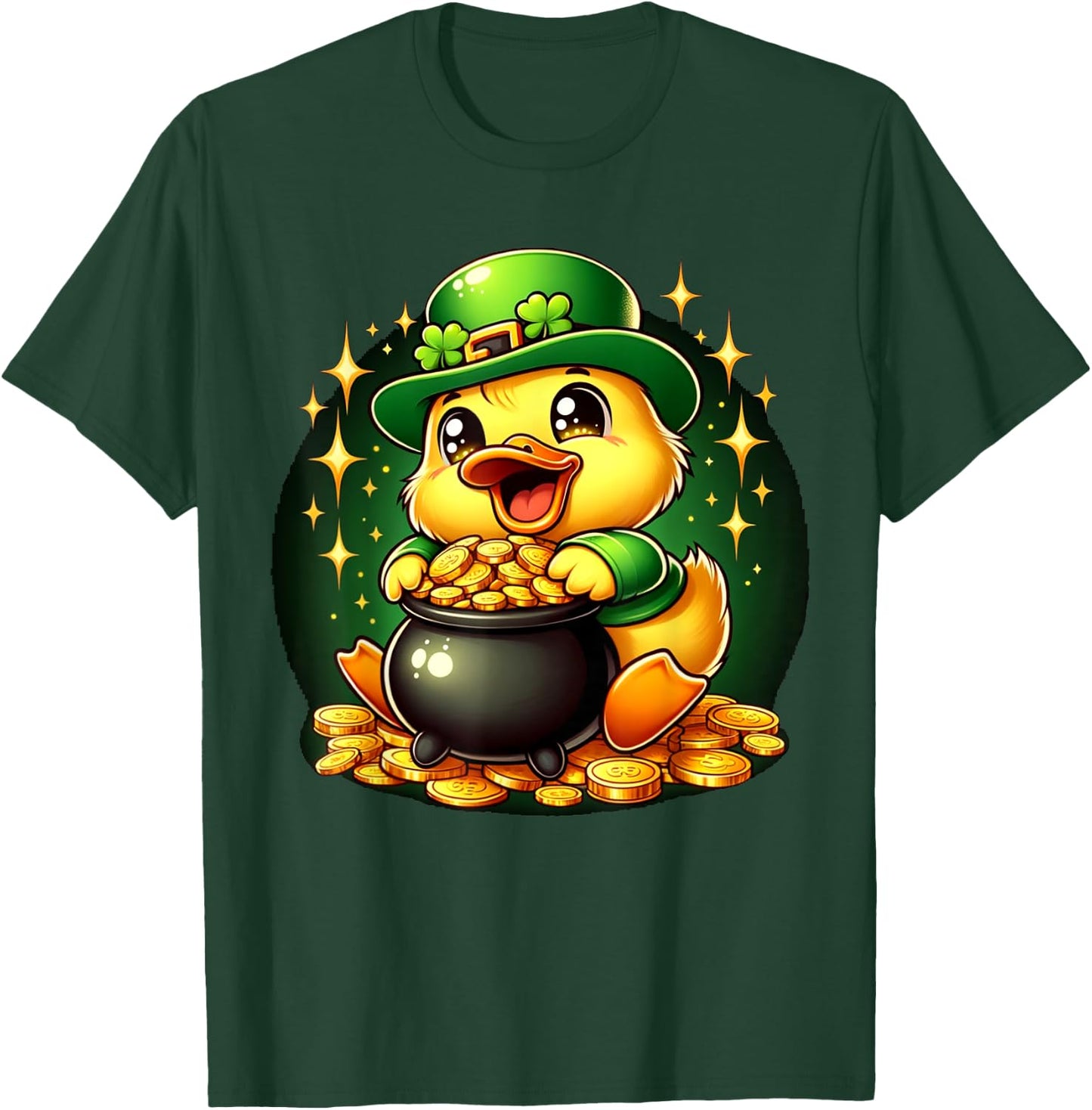 Duck Leprechaun Cute Funny Duck St. Patricks Day T-Shirt - T-Shirt | Forest