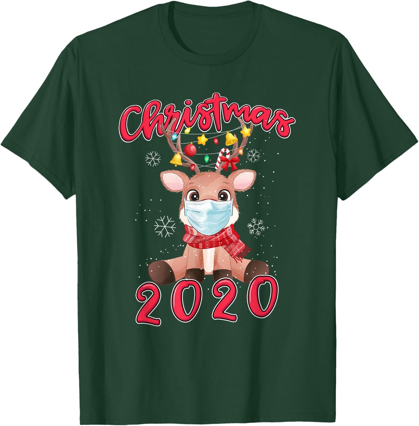 Christmas 2020 Reindeer Mask Matching Pajama Idea T-Shirt - T-Shirt | Forest