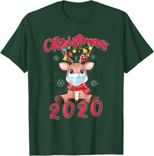 Christmas 2020 Reindeer Mask Matching Pajama Idea T-Shirt - T-Shirt | Forest