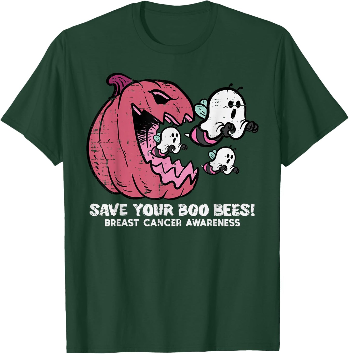 Breast Cancer Pumpkin Save Boo Your Bees Awareness Women Men T-Shirt - T-Shirt | Forest