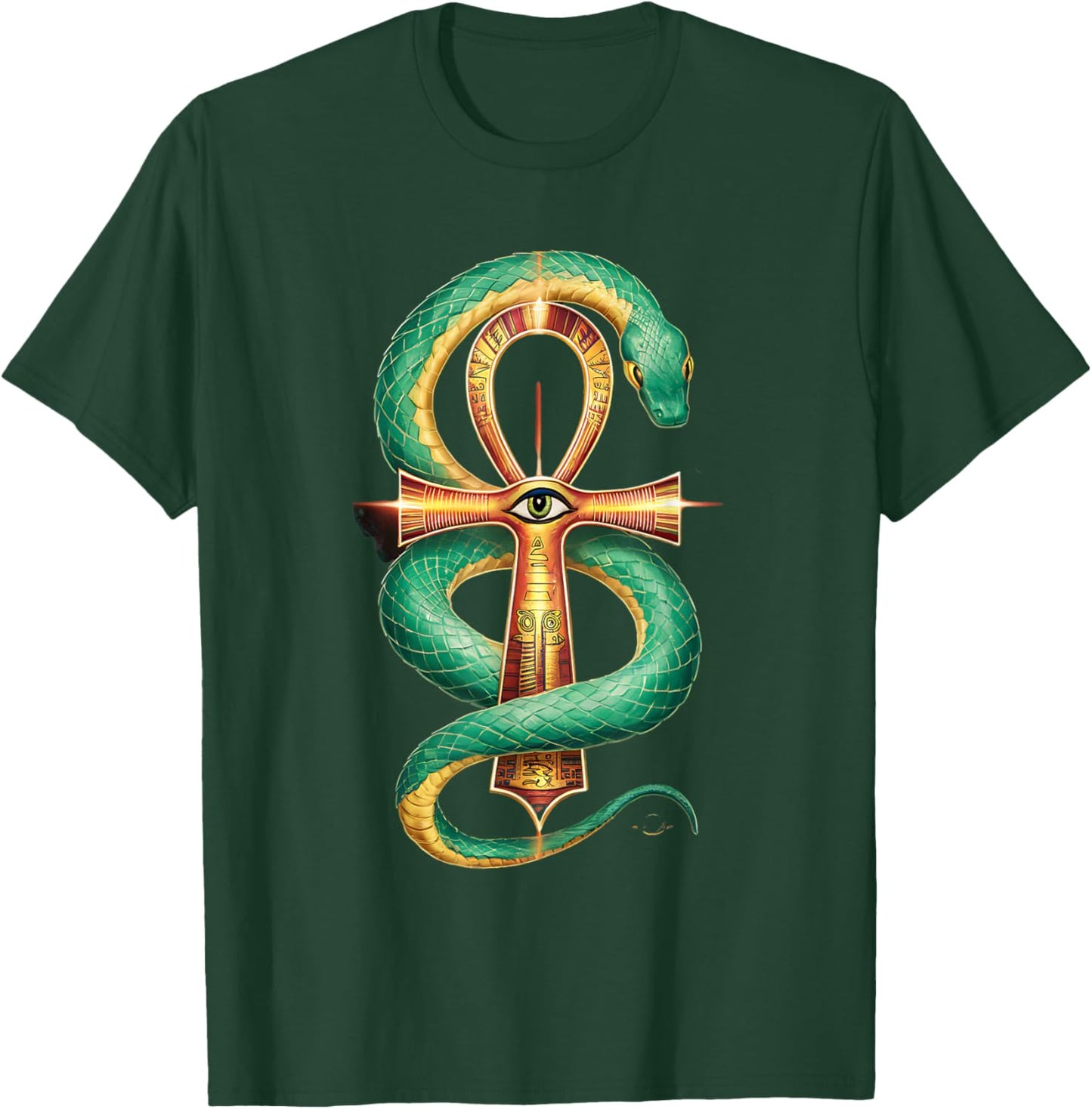 Ankh All Seeing Eye Ancient Egyptian Mythology Snake God T-Shirt - T-Shirt | Forest