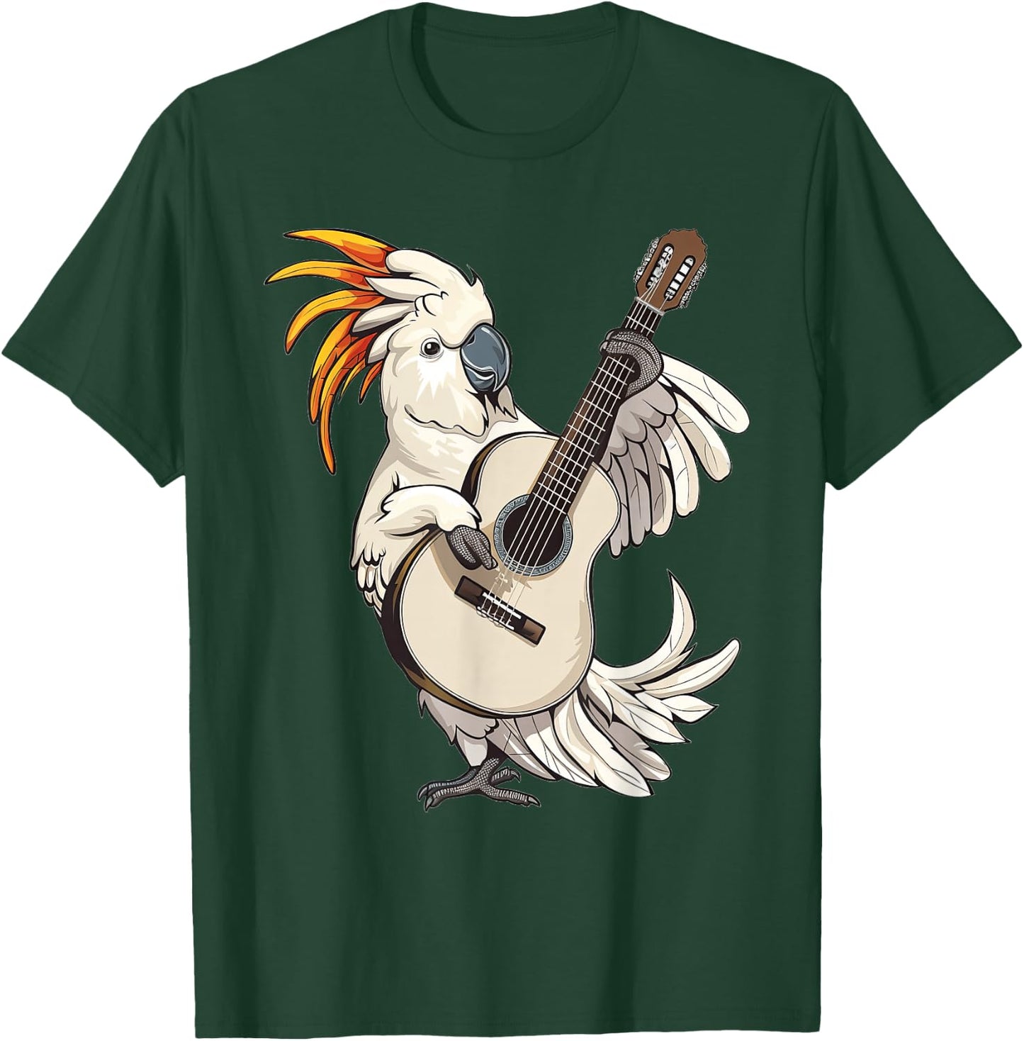 Umbrella Cockatoo Playing The Guitar T-Shirt - T-Shirt | Forest