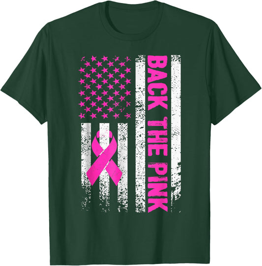 Back The Pink Breast Cancer Awareness Flag Toddler Women Men T-Shirt - T-Shirt | Forest