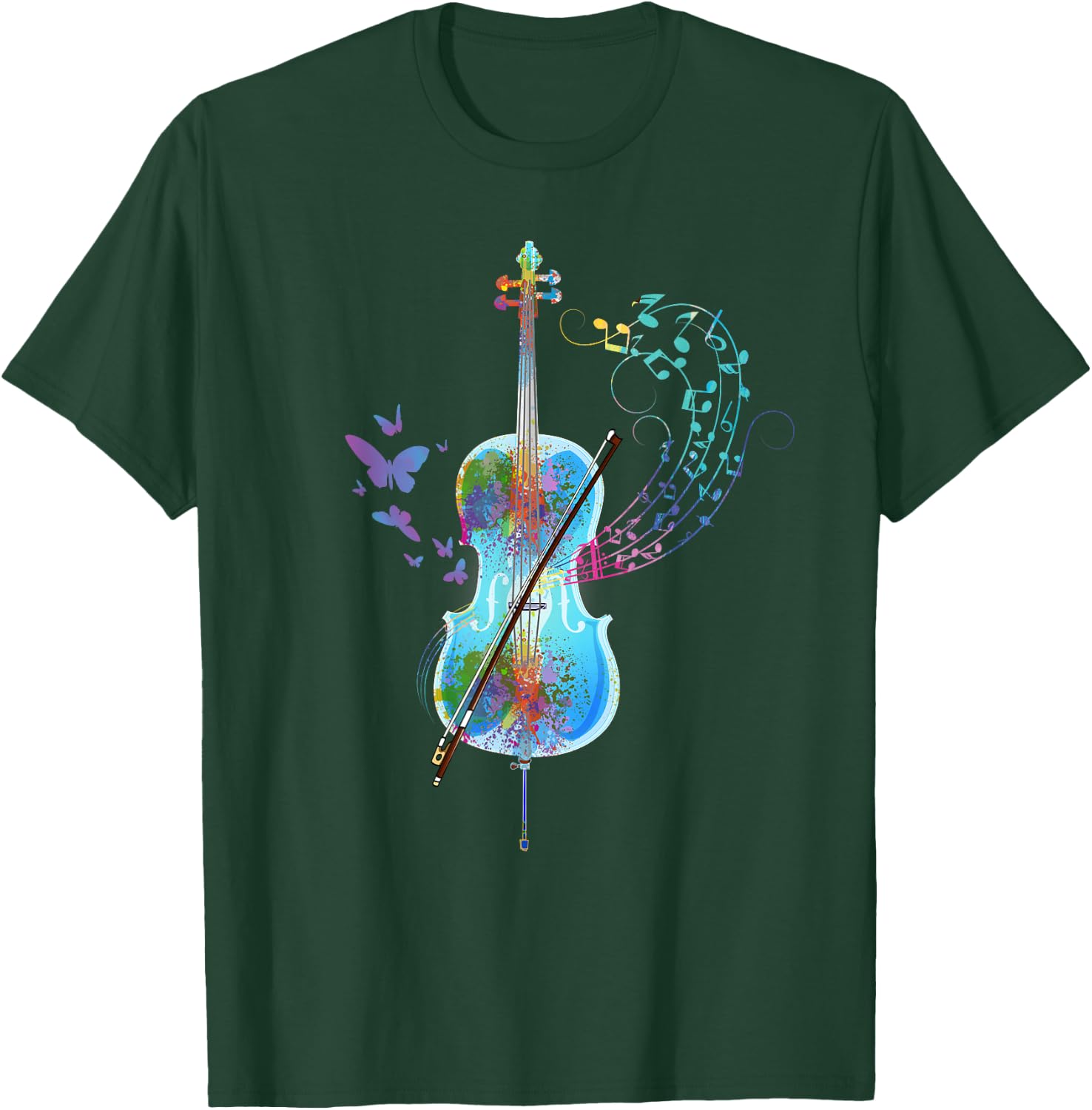 Classical Musical Instrument Colorful Cello T-Shirt - T-Shirt | Forest
