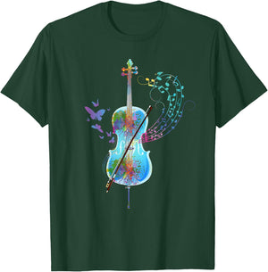 Classical Musical Instrument Colorful Cello T-Shirt - T-Shirt | Forest