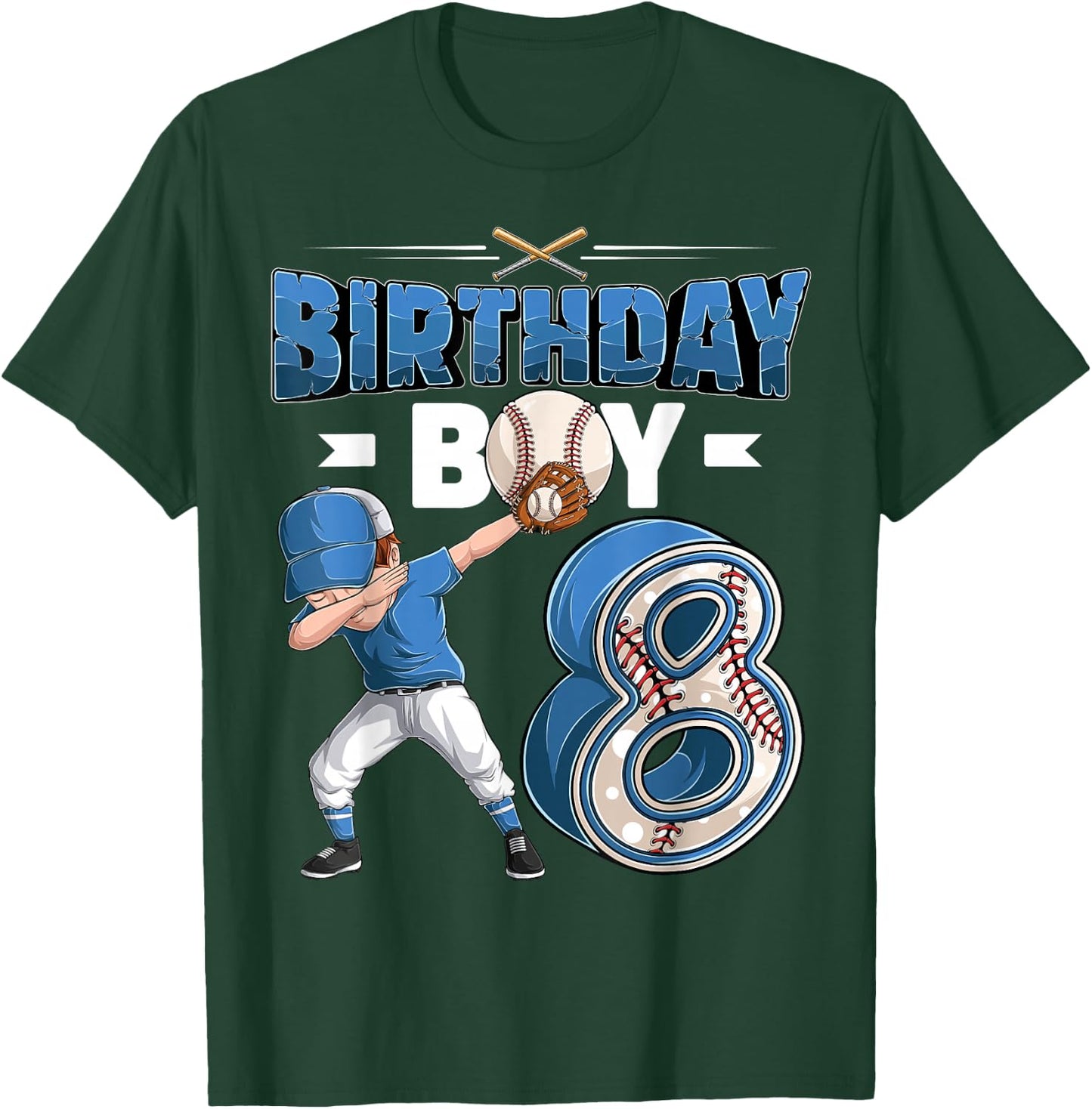 Dabbing boy 8 Year Old Baseball Player 8th Birthday Party T-Shirt - T-Shirt | Forest