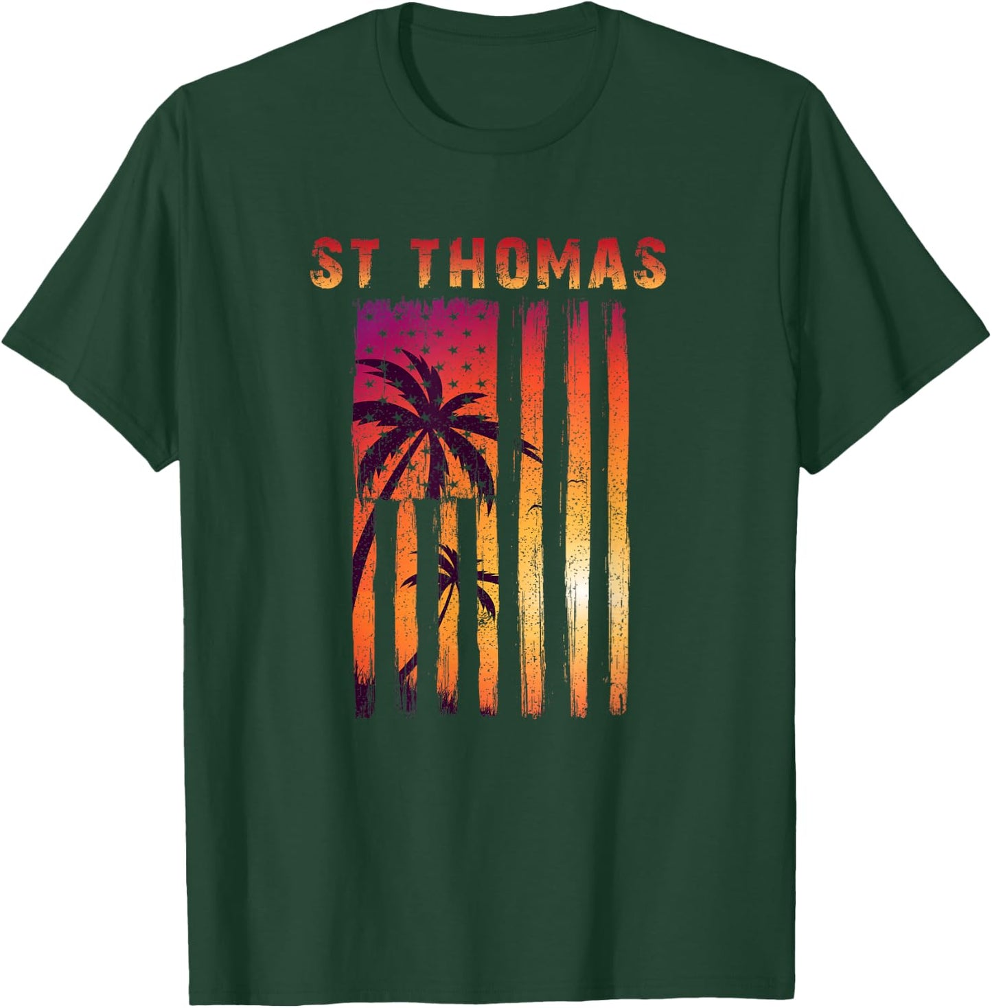 Vintage St. Thomas, US Virgin Islands Patriotic Flag Women Men T-Shirt - T-Shirt | Forest