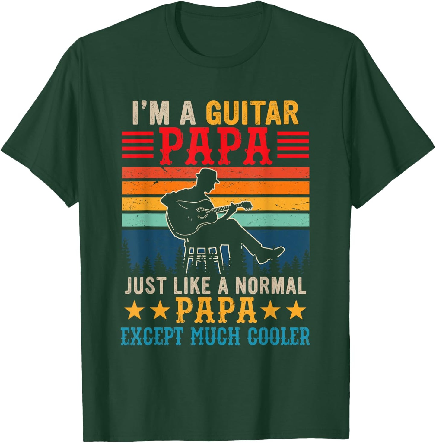Vintage Retro I'm A Guitar Papa Definition Much Cooler T-Shirt - T-Shirt | Forest