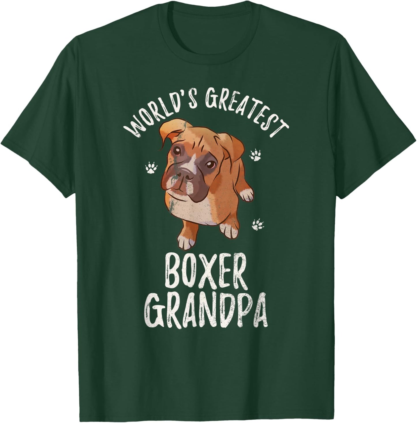 Vintage World's Greatest Boxer Grandpa Funny Puppy Pet Lover T-Shirt - T-Shirt | Forest