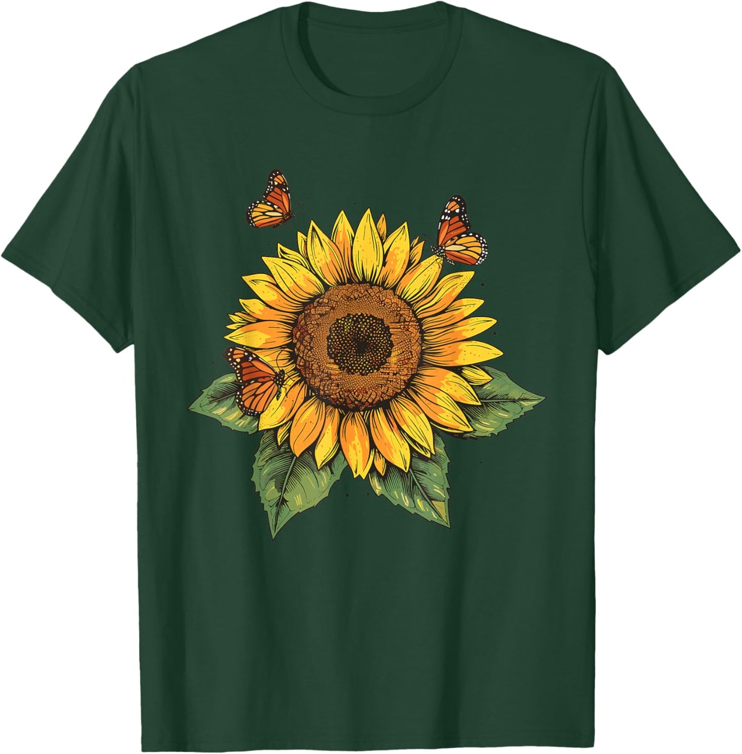 Sunflower and Butterfly T-Shirt - T-Shirt | Forest