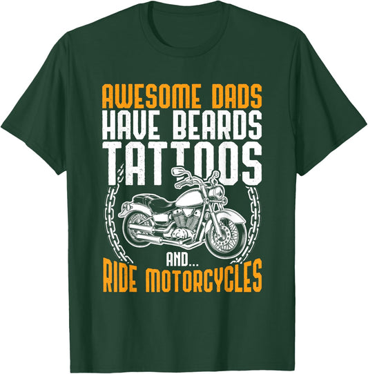 Tattooed Dad Motorcycle Funny Tattoo T-Shirt - T-Shirt | Forest