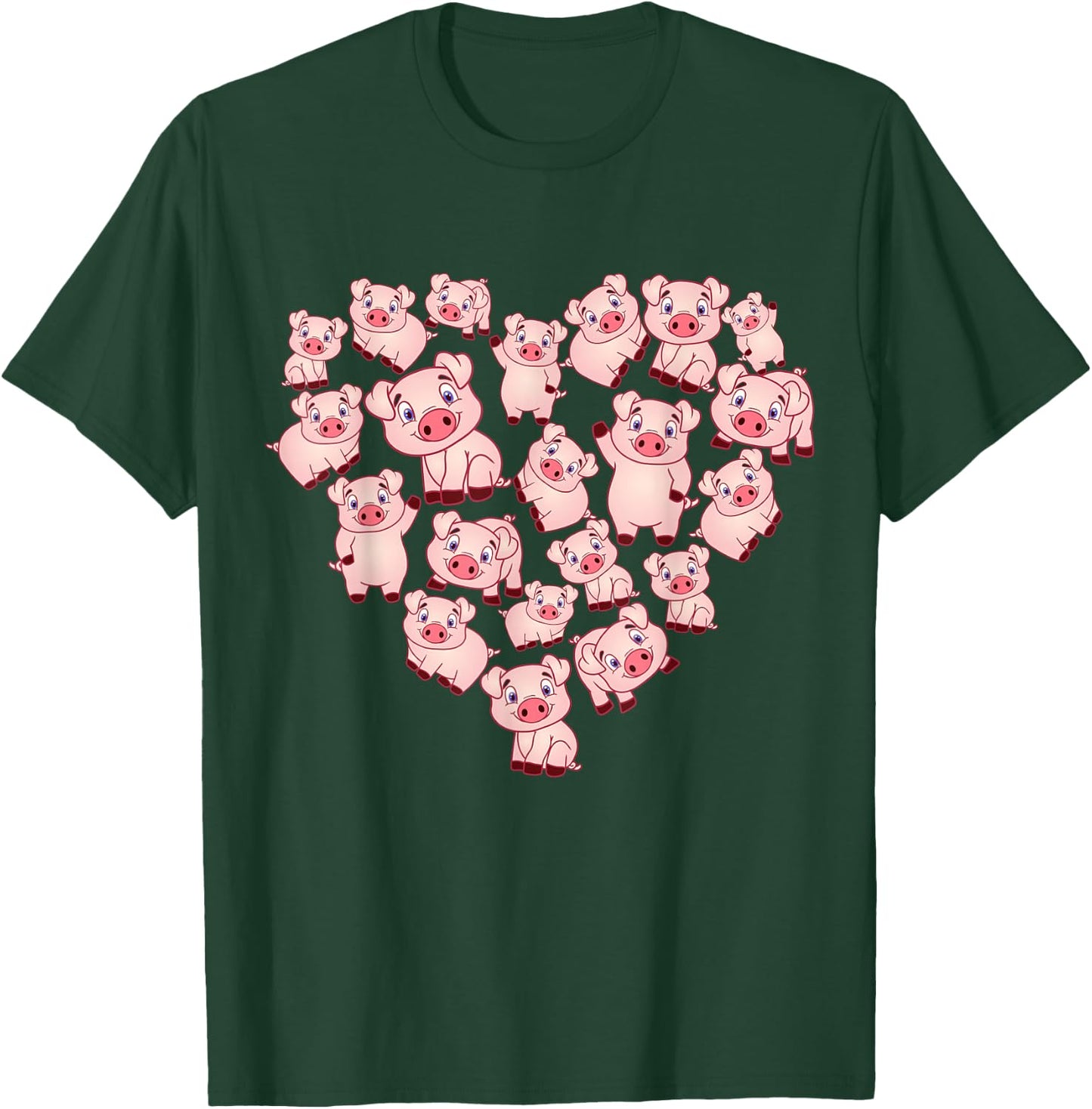 Pig Shirts Girls Kids Heart Shape Poses Cute Pig T-Shirt - T-Shirt | Forest