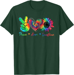 Peace Love Sunshine Sunflower Hippie Tie Dye Men Women T-Shirt - T-Shirt | Forest