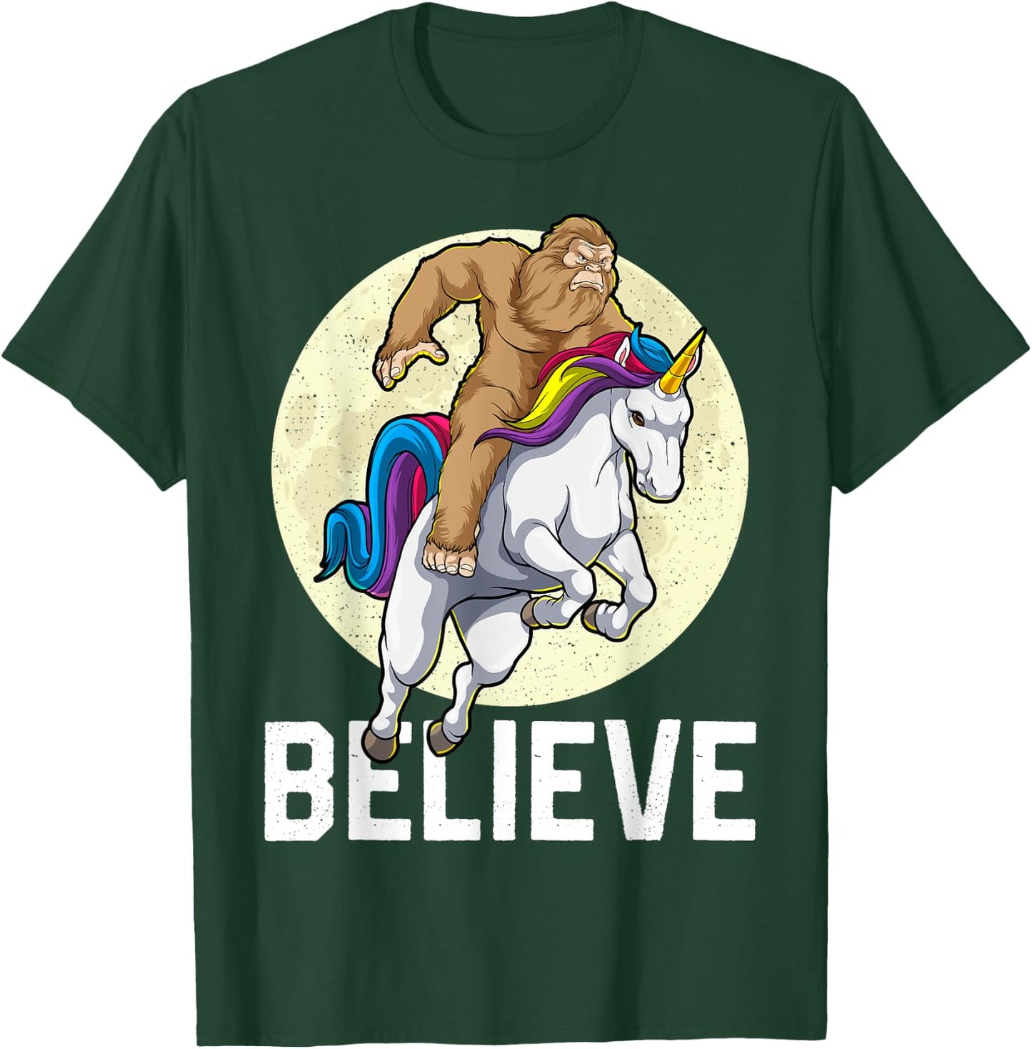 Bigfoot Unicorn Shirt Believe Funny Sasquatch Cryptozoology T-Shirt - T-Shirt | Forest