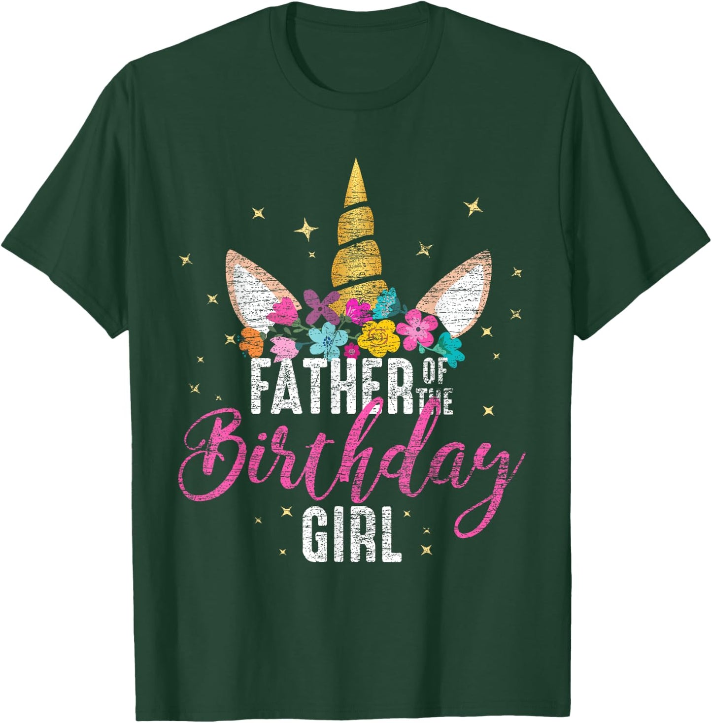 Father Of The Birthday Girl Daddy Gifts Unicorn Birthday T-Shirt - T-Shirt | Forest