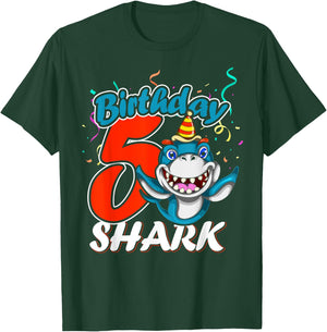 5 Years Old Birthday Shark Boy Gifts 5 Birthday T-Shirt - T-Shirt | Forest