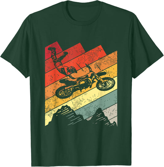 Motocross Biker Vintage Gift Racing Retro Dirt Bike T-Shirt - T-Shirt | Forest