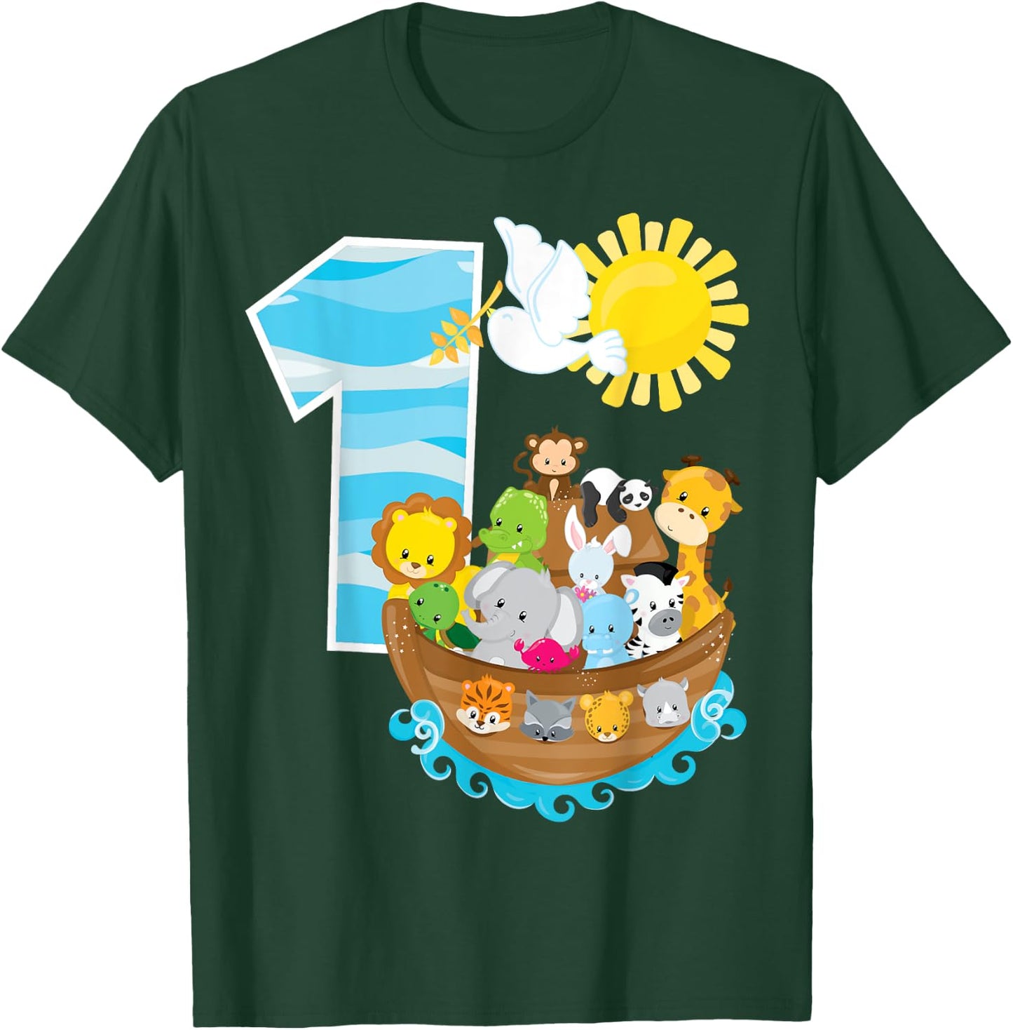 Noah's Ark Birthday Party 1st Birthday 1 Year Old Toddler T-Shirt - T-Shirt | Forest