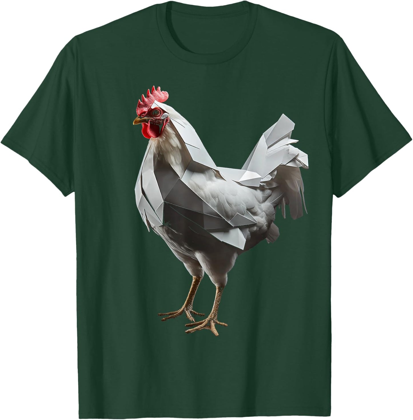 Chicken Art Polygon Animal Graphic Chicken T-Shirt - T-Shirt | Forest