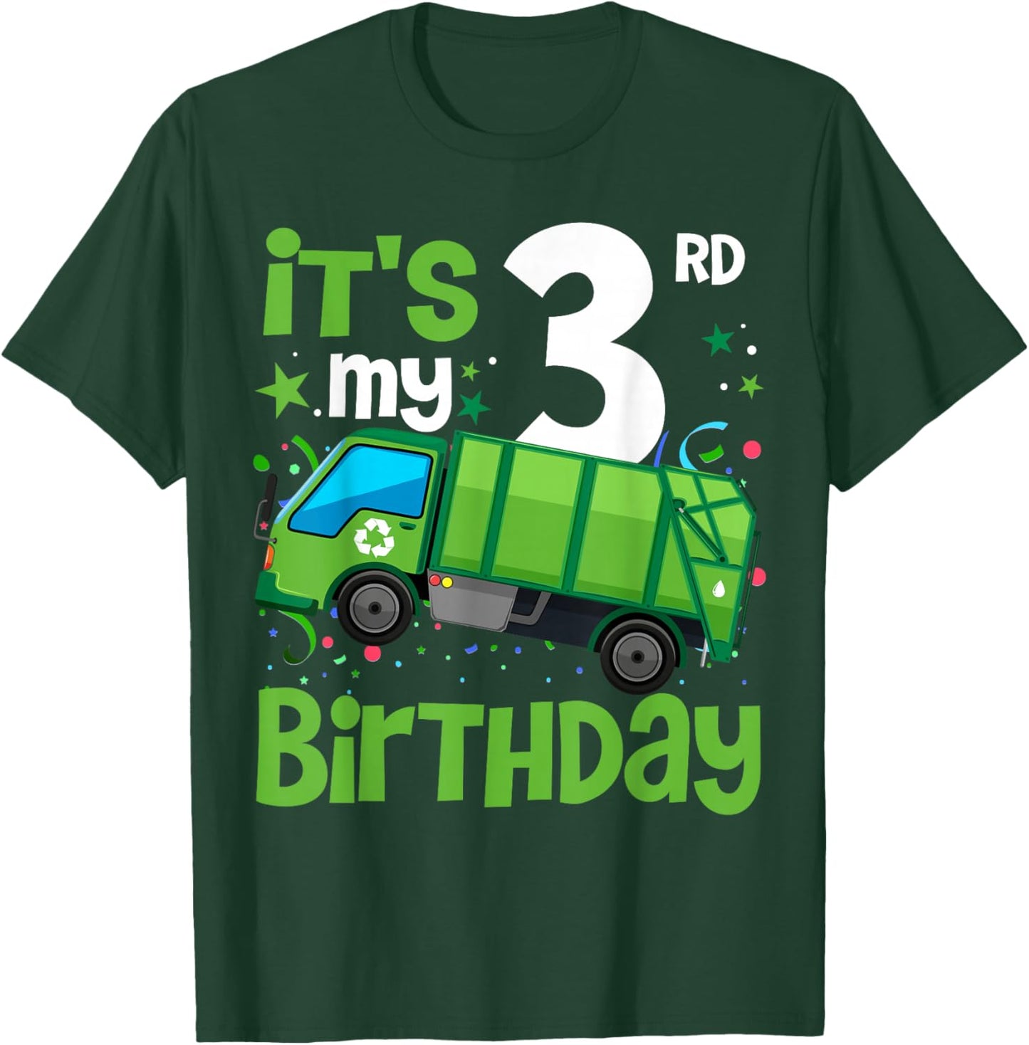 It's My 3rd Birthday Garbage Truck 3 Year Old Birthday Boy T-Shirt - T-Shirt | Forest
