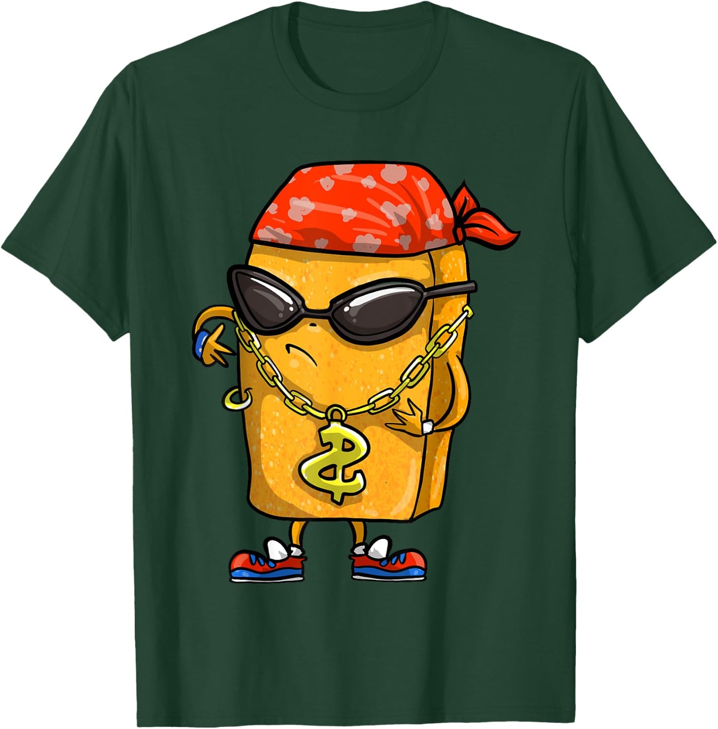 Funny Chicken Nugget Gift Kids Cool Gangster Nug Life T-Shirt - T-Shirt | Forest