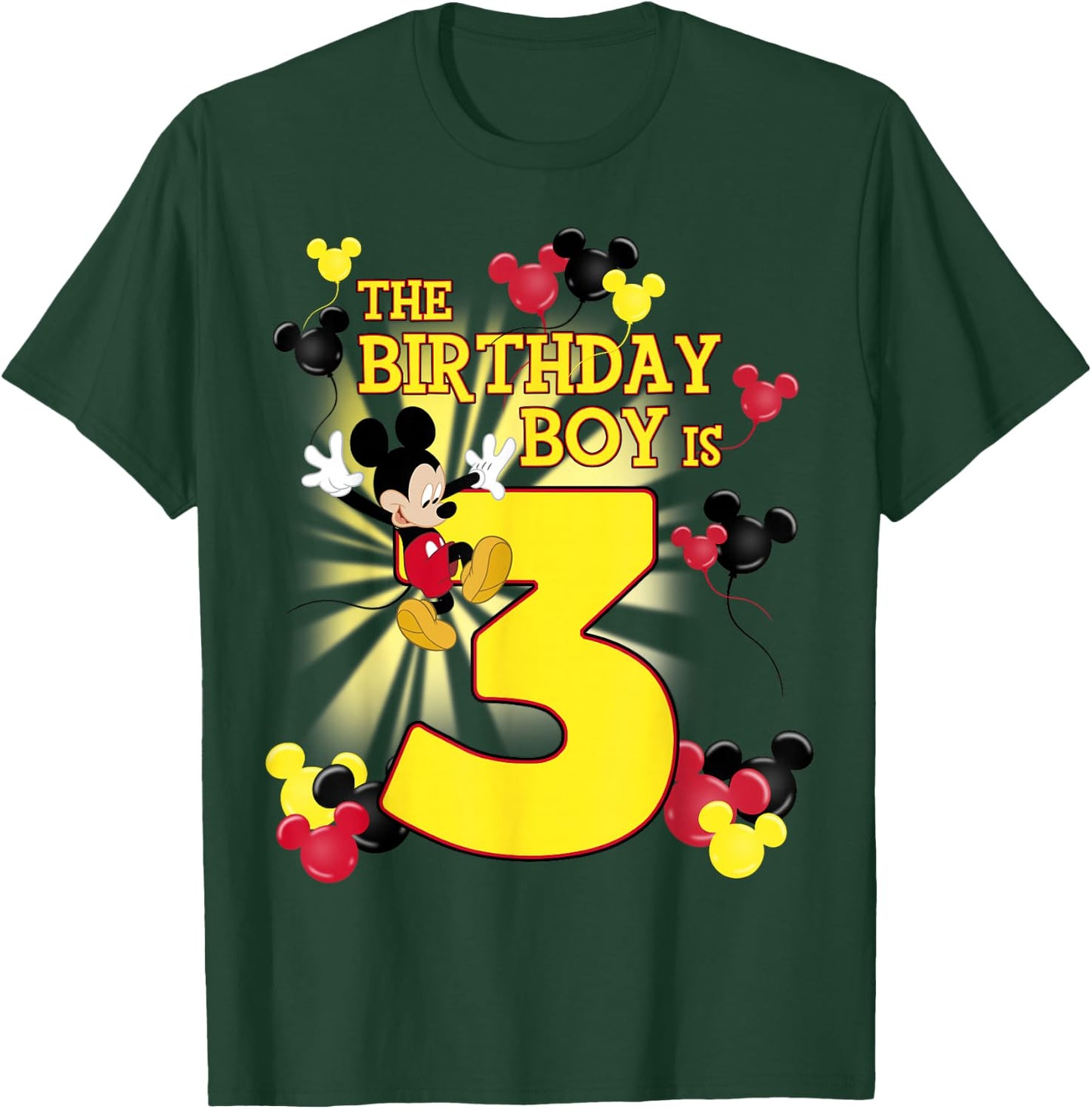 Disney Mickey and Friends Mickey 3rd Birthday Boy Small T-Shirt - T-Shirt | Forest